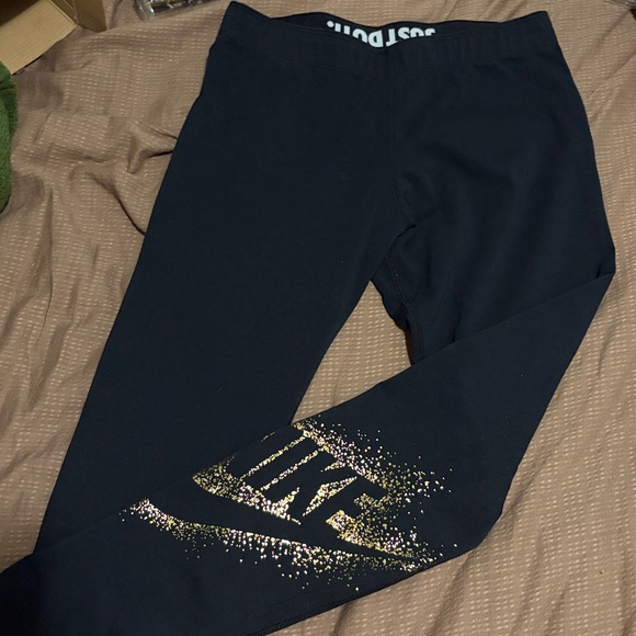 Nike Pants - Nike Black Leggings with Gold Glitter Logo